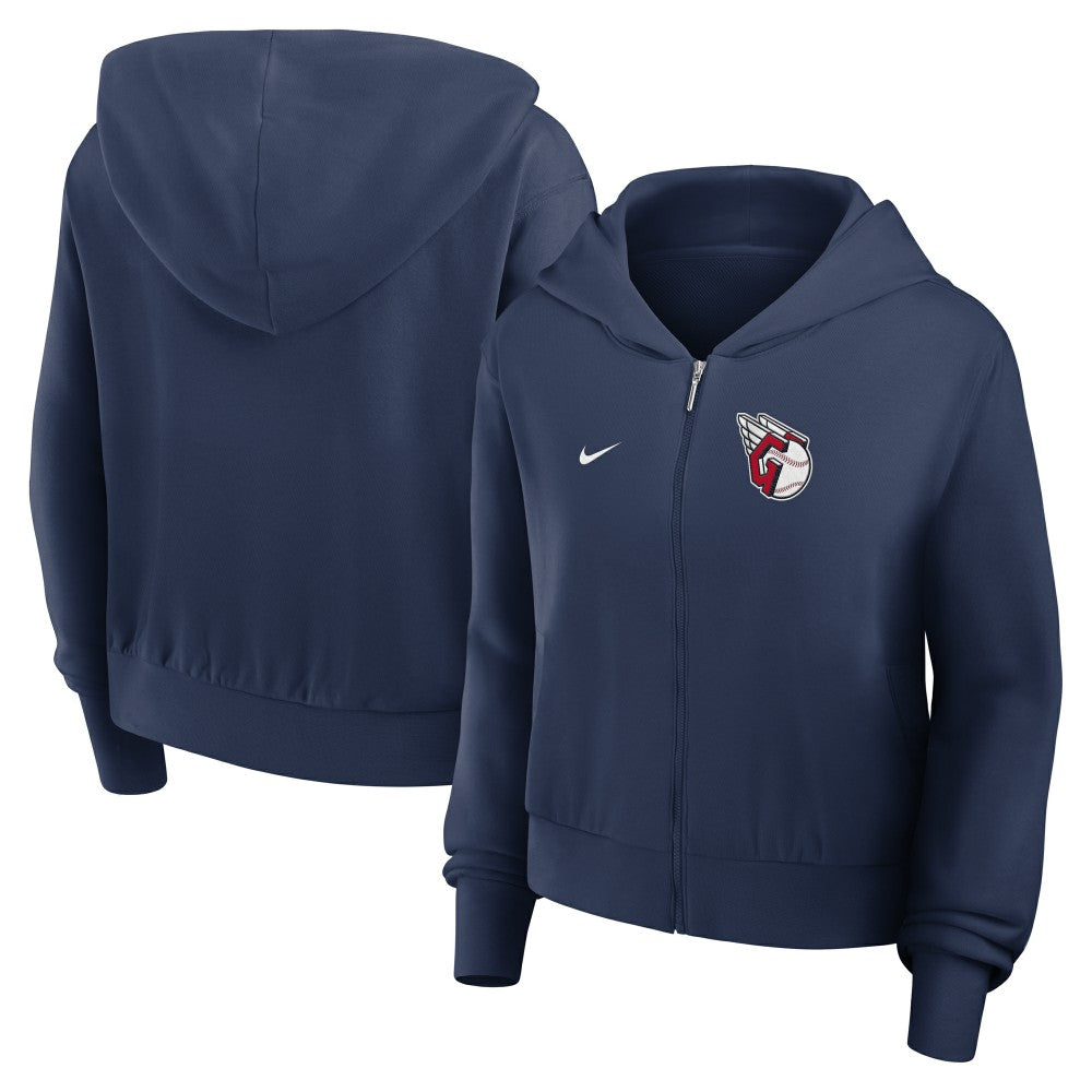 Cleveland Guardians Women's Cropped Chill Full-Zip Hoodie - Navy | Nike