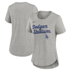 Los Angeles Dodgers Women's Script Tri-Blend T-Shirt - Heather Gray | Nike