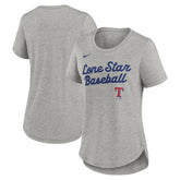 Texas Rangers Women's Script Tri-Blend T-Shirt - Heather Gray | Nike
