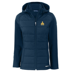 Seattle Mariners Cutter & Buck Women's Evoke Hybrid Eco Softshell Recycled Full-Zip Hoodie Jacket - Navy