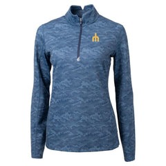 Seattle Mariners Cutter & Buck Women's Traverse Camo Print Stretch Quarter-Zip Top - Navy