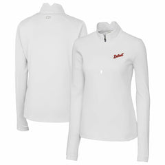 Detroit Tigers Cutter & Buck Women's Traverse Stretch Quarter-Zip Pullover Top - White