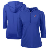 Los Angeles Dodgers Cutter & Buck Women's DryTec Virtue Eco Pique Recycled 3/4-Sleeve Half-Zip Pullover Hoodie - Blue