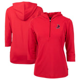 St. Louis Cardinals Cutter & Buck Women's Cooperstown Collection DryTec Virtue Eco Pique Recycled 3/4-Sleeve Half-Zip Pullover Hoodie - Red