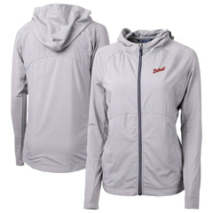 Detroit Tigers Cutter & Buck Women's Adapt Eco Knit Hybrid Recycled Full-Zip Hoodie - Gray