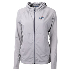 Los Angeles Dodgers Cutter & Buck Women's Adapt Eco Knit Hybrid Recycled Full-Zip Hoodie - Gray