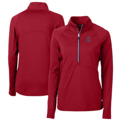 Cleveland Guardians Cutter & Buck Women's DryTec Adapt Eco Knit Stretch Recycled Raglan Half-Zip Top - Red