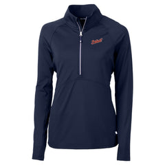 Detroit Tigers Cutter & Buck Women's DryTec Adapt Eco Knit Stretch Recycled Raglan Half-Zip Top - Navy