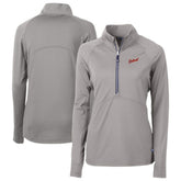 Detroit Tigers Cutter & Buck Women's DryTec Adapt Eco Knit Stretch Recycled Raglan Half-Zip Top - Gray