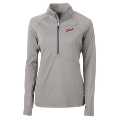 Detroit Tigers Cutter & Buck Women's DryTec Adapt Eco Knit Stretch Recycled Raglan Half-Zip Top - Gray