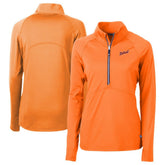 Detroit Tigers Cutter & Buck Women's DryTec Adapt Eco Knit Stretch Recycled Raglan Half-Zip Top - Orange