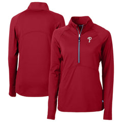 Philadelphia Phillies Cutter & Buck Women's DryTec Adapt Eco Knit Stretch Recycled Raglan Half-Zip Top - Red