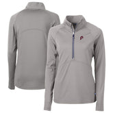 Philadelphia Phillies Cutter & Buck Women's Cooperstown Collection DryTec Adapt Eco Knit Stretch Recycled Raglan Half-Zip Top - Gray