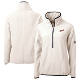 Detroit Tigers Cutter & Buck Women's Cascade Eco Sherpa Fleece Half-Zip Pullover Jacket - Cream