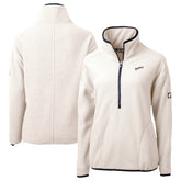 San Diego Padres Cutter & Buck Women's Cooperstown Collection Cascade Eco Sherpa Fleece Half-Zip Pullover Jacket - Cream