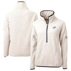 Los Angeles Dodgers Cutter & Buck Women's Cascade Eco Sherpa Fleece Half-Zip Pullover Jacket - Cream