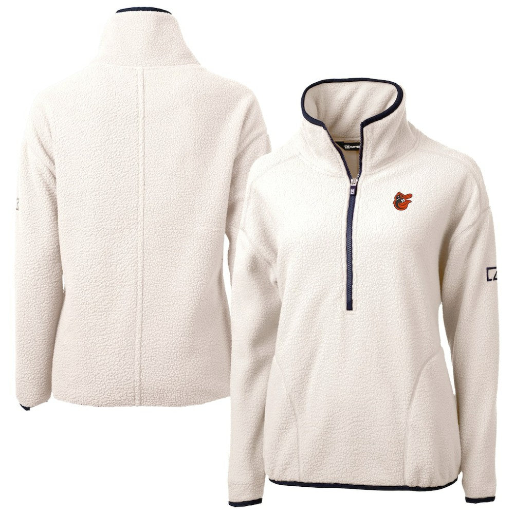 Baltimore Orioles Cutter & Buck Women's Cascade Eco Sherpa Fleece Half-Zip Pullover Jacket - Cream
