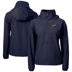 Detroit Tigers Cutter & Buck Women's Charter Eco Recycled Half-Zip Anorak Jacket - Navy