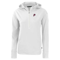 Philadelphia Phillies Cutter & Buck Women's Daybreak Eco Recycled Half-Zip Hoodie - White