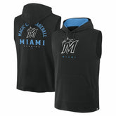 Miami Marlins Fire Speed Sleeveless Pullover Hoodie - Black