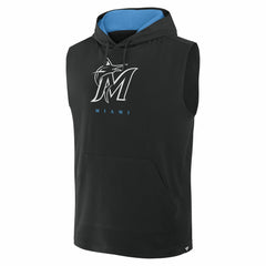 Miami Marlins Fire Speed Sleeveless Pullover Hoodie - Black