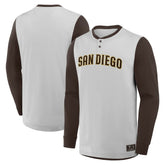 San Diego Padres Clubhouse Long Sleeve Henley Shirt - Gray/Brown