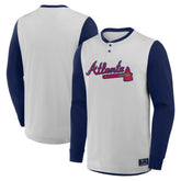 Atlanta Braves Clubhouse Long Sleeve Henley Shirt - Gray/Navy