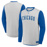 Chicago Cubs Clubhouse Long Sleeve Henley Shirt - Gray/Royal
