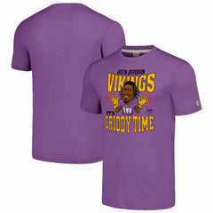 Justin Jefferson Minnesota Vikings Homage Unisex Caricature Player Tri-Blend T-Shirt - Heathered Purple on sale