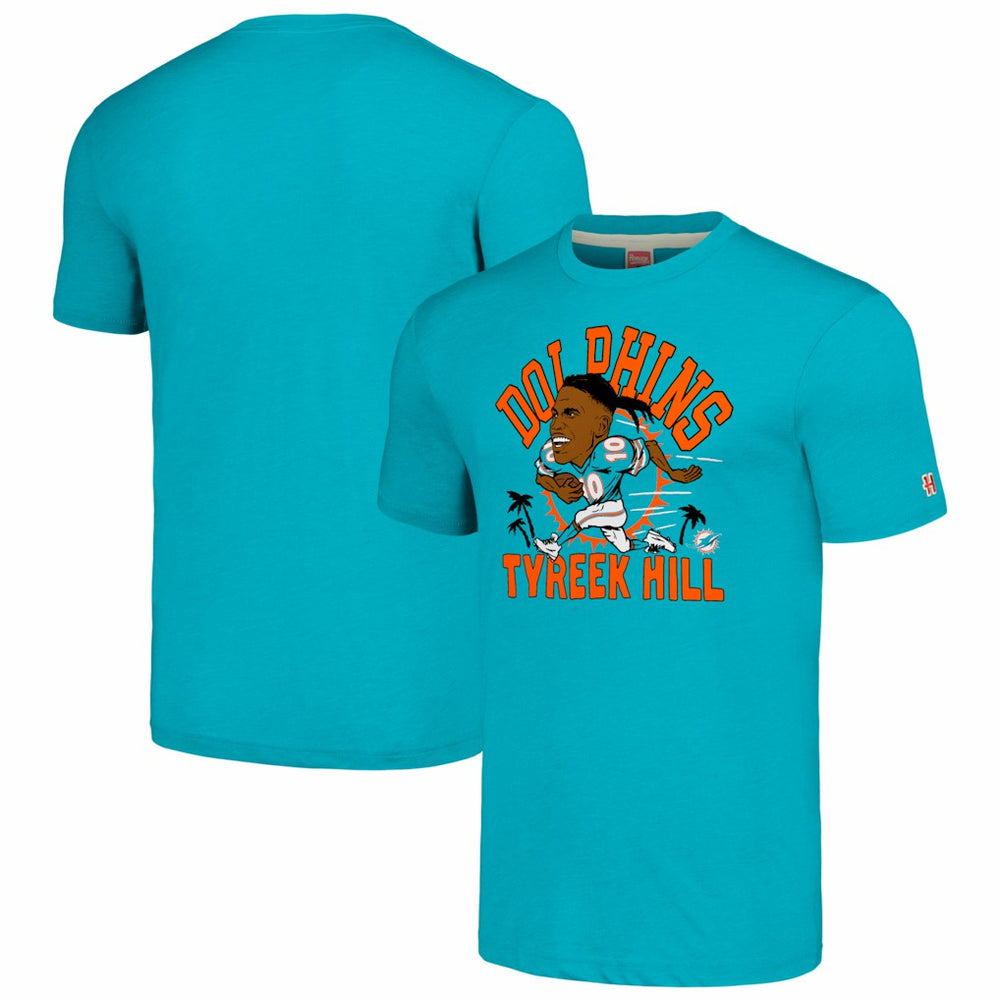 Tyreek Hill Miami Dolphins Homage Unisex Caricature Player Tri-Blend T-Shirt - Heathered Aqua online