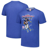 Lawrence Taylor New York Giants Homage Unisex NFL Blitz Retired Player Tri-Blend T-Shirt - Heathered Royal on sale