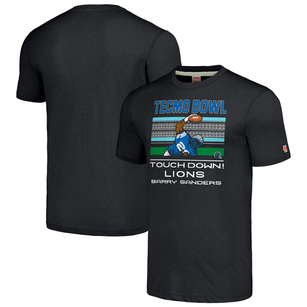 Barry Sanders Detroit Lions Homage Unisex Tecmo Bowl Retired Player Graphic Tri-Blend T-Shirt - Charcoal for sale
