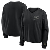 Vegas Golden Knights Fanatics Women's Oversized All Out Effort Long Sleeve Henley T-Shirt Black