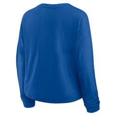 St. Louis Blues Fanatics Women's Oversized All Out Effort Long Sleeve Henley T-Shirt Blue