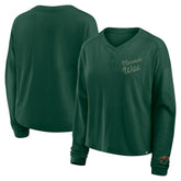 Minnesota Wild Fanatics Women's Oversized All Out Effort Long Sleeve Henley T-Shirt Green