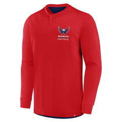 Washington Capitals Fanatics Adrenaline Push Long Sleeve Henley Shirt Red