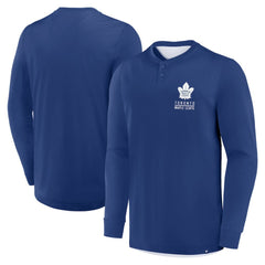 Toronto Maple Leafs Fanatics Adrenaline Push Long Sleeve Henley Shirt Blue