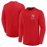 New Jersey Devils Fanatics Adrenaline Push Long Sleeve Henley Shirt Red