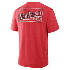 New Jersey Devils Fanatics Fan Lanes Tri-Blend T-Shirt Heather Red