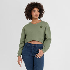 Boston Celtics Women's Studio Tri-Blend Cropped Pullover Sweatshirt - Olive | Fanatics discount
