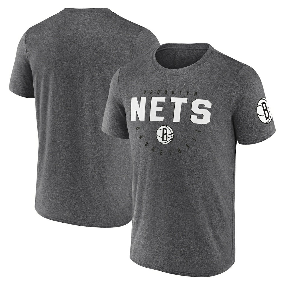 Brooklyn Nets Logo Athletic Block Practice Performance T-Shirt - Heather Charcoal sale