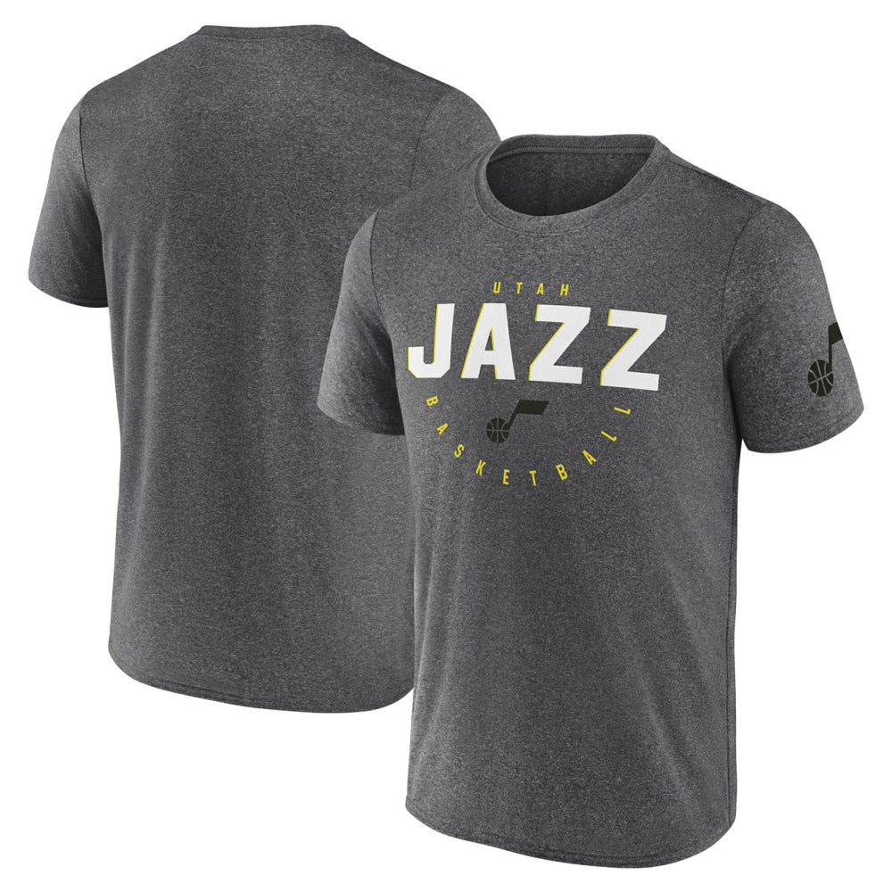Utah Jazz Logo Athletic Block Practice Performance T-Shirt - Heather Charcoal on sale