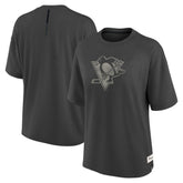 Pittsburgh Penguins Fanatics Women's Oversized Elements Raw Edge Future Ground T-Shirt Charcoal