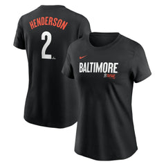 Gunnar Henderson Baltimore Orioles Women's 2024 City Connect Fuse Player Name & Number T-Shirt - Black | Nike