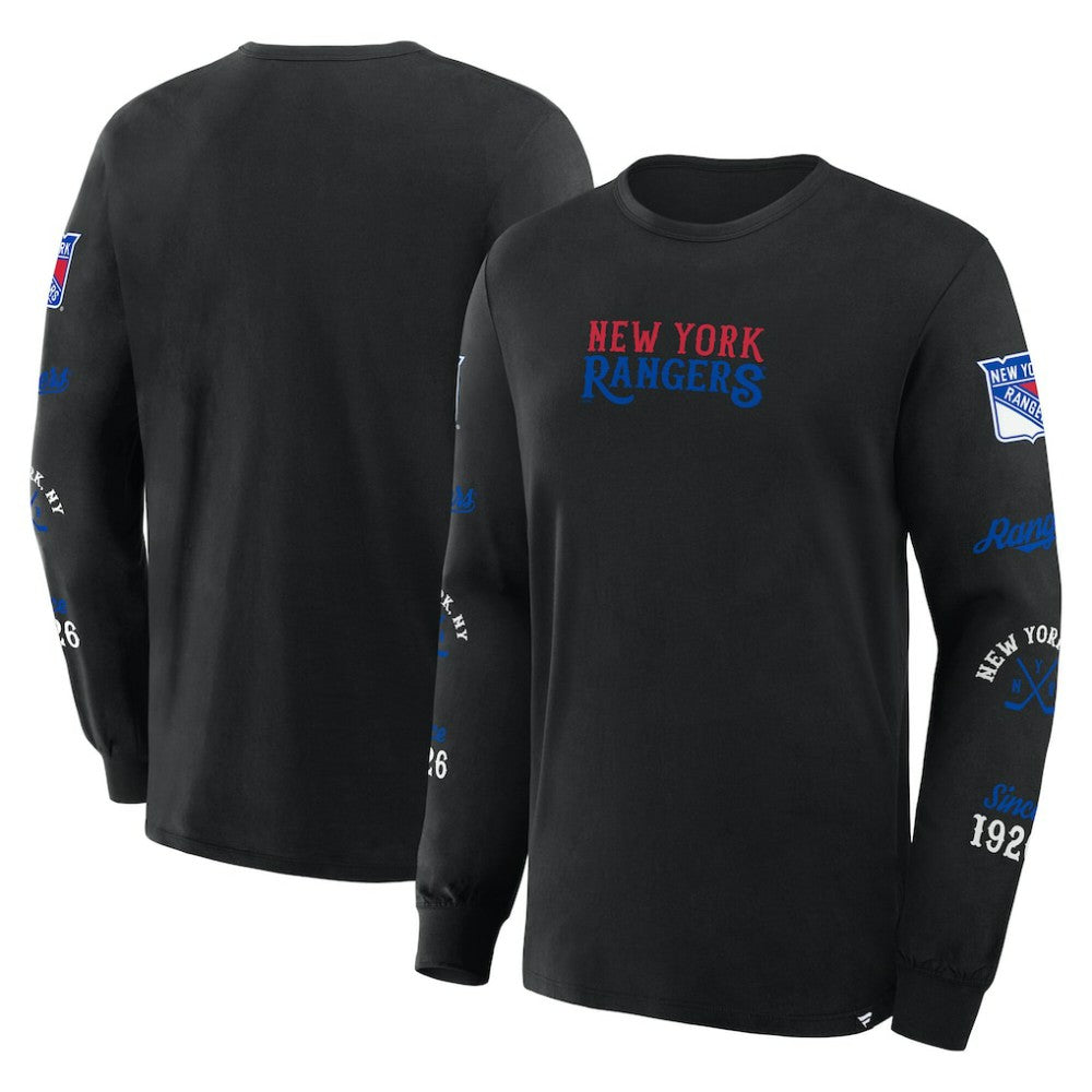 New York Rangers Fanatics Boxed In Legacy Long Sleeve T-Shirt Black