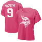J.J. McCarthy Minnesota Vikings Majestic Threads Women's Name & Number T-Shirt - Pink for sale