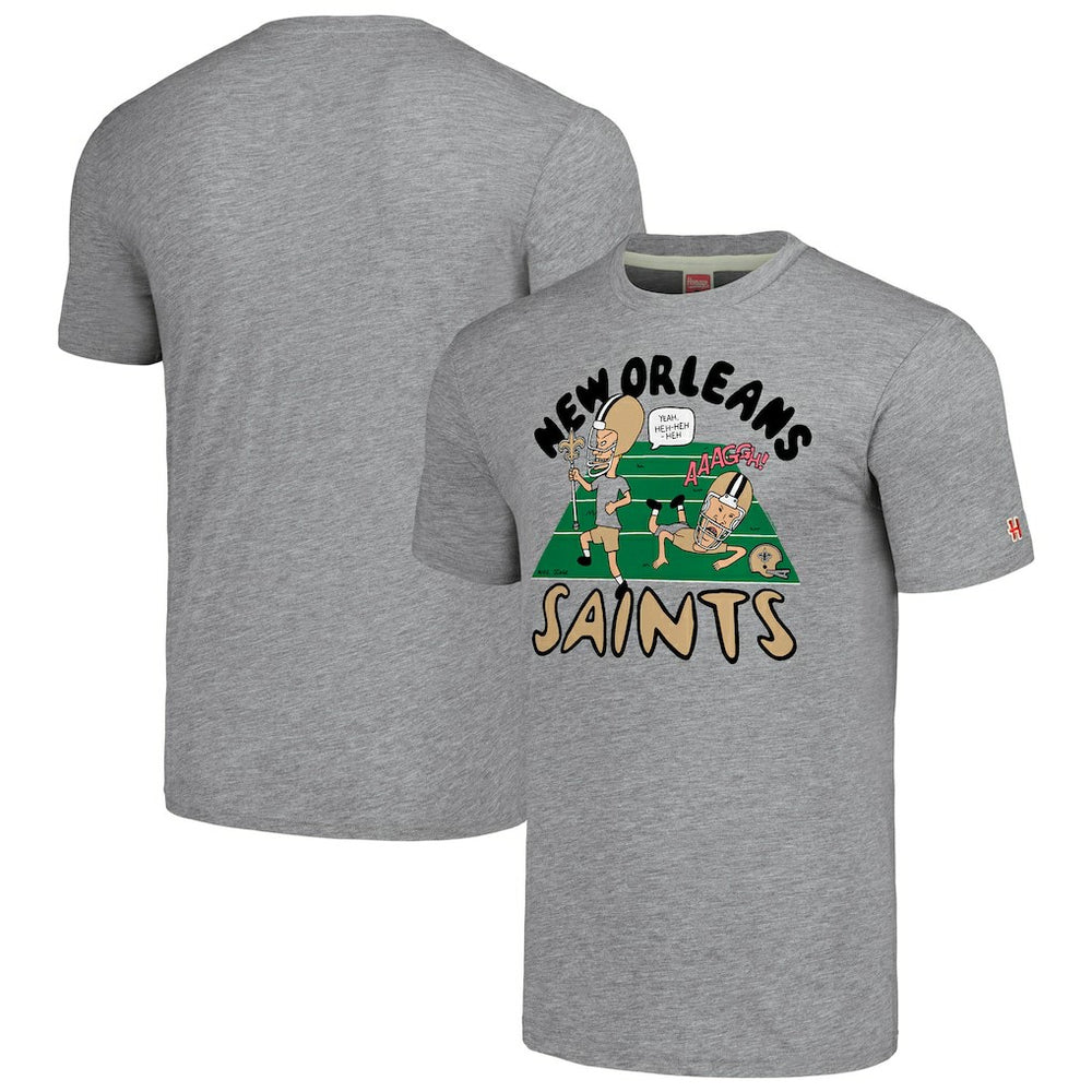 New Orleans Saints NFL x Homage x Beavis and Butt-Head Unisex Tri-Blend T-Shirt – Gray cheap