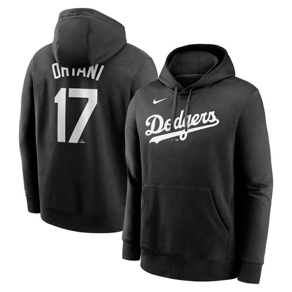 Shohei Ohtani Los Angeles Dodgers Player Name & Number Club Fleece Pullover Hoodie - Black | Nike