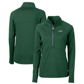 New York Jets Cutter & Buck Women's Primary Logo DryTec Adapt Eco Knit Stretch Recycled Raglan Half-Zip Top - Hunter Green cheap