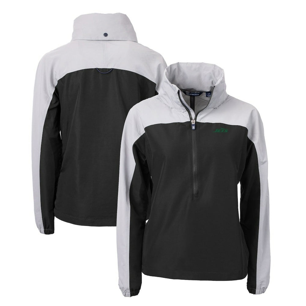 New York Jets Cutter & Buck Women's Primary Logo Charter Eco Recycled Half-Zip Hoodie Anorak Jacket - Black outlet